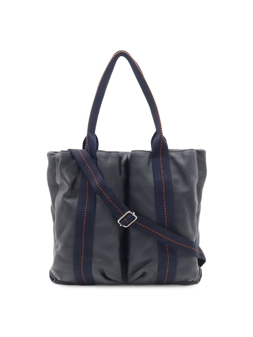 Hermes Caravan Vertical MM Tote 2-Way Shoulder Bag Crossbody Leather Dark Navy